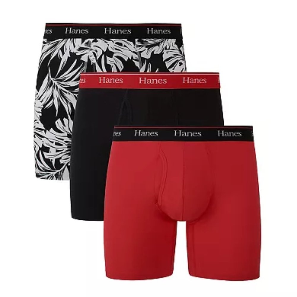 NWT 3PK Hanes Stretch Boxer Briefs LG